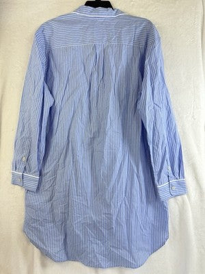 Gap Body Pajamas Medium Women Cotton Poplin PJ Shirtdress Blue Nightgown New