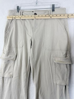 Aeropostale Cargo Flare Pants 12 Womens Tan Thick Cotton Stretch