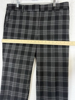 Ann Taylor Loft The Devin Slim Pants 10 Black Gray Plaid Womens