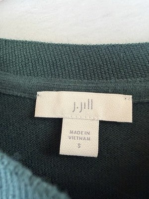 J Jill Sweater Green Small Cotton Blend Top Long Sleeve Womens