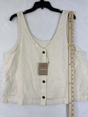 Patagonia Hemp Top Women Large Island Whole Weave Natural Reversible Button New