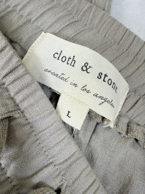 Anthropologie Cloth and Stone Linen Pants Large Joggers Pull On Beige Womens