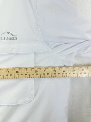 LL Bean Tropicwear Shirt Large Mens White Long Sleeve Button Up *FlawRead