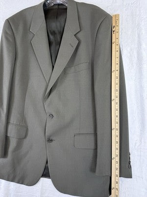 Vintage Burberry Blazer 44R Green 100% Wool 2 Button Mens *Read