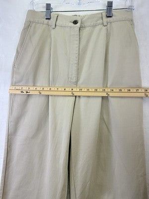 LL Bean Bayside Pants 10 Tan Beige Khakis Womens Elastic Back 100% Cotton