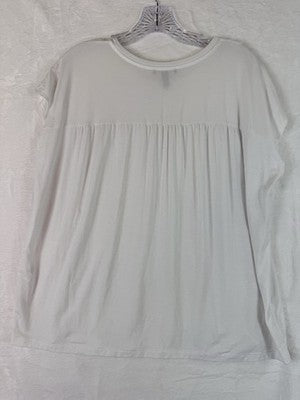 Eileen Fisher Crew Neck Box Top Large Tee White Short Sleeve Womens *FlawRead