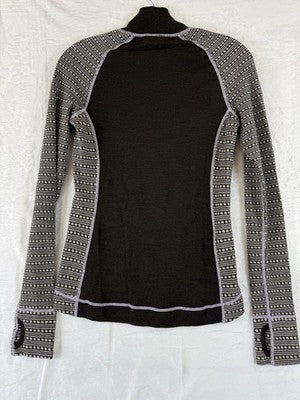 Akini Sweater Medium Womens 100% Merino Wool 1/4 Zip Brown Top