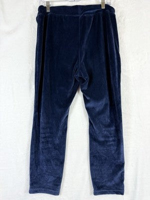 Lands End Velour Joggers Large Petite Womens Blue Sweatpants Pull On Pants LP