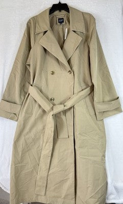 Gap Icon Trench Coat Large Womens Beige Tan Long Belt Jacket New NWT