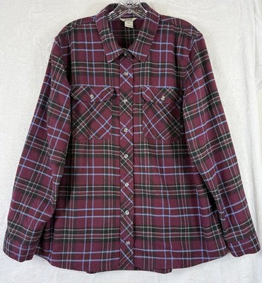Duluth Trading Flannel Shirt XXL Women’s Purple Plaid Long Sleeve Shirt Top