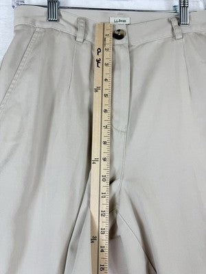 LL Bean Khaki Pants 8 Petite Womens Tan Beige Original Fit High Rise 100% Cotton