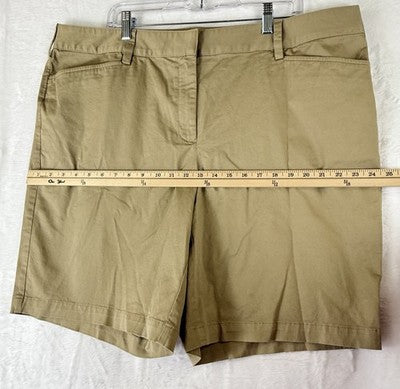 Lands End Shorts 20w Chino Mid Rise Tan Beige 10” Plus Size Womens