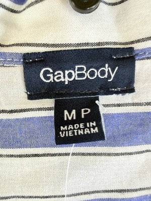 Gap Body Pajama Shirt Medium Petite Top Long Sleeve Poplin PJ Blue Top New