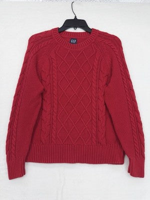 Gap Cable Knit Sweater Women Medium Red 100% Cotton Long Sleeve Top