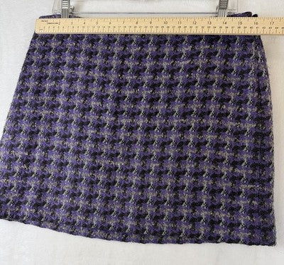 J Crew Mini Skirt 8 Purple Tweed Wool Blend Womens