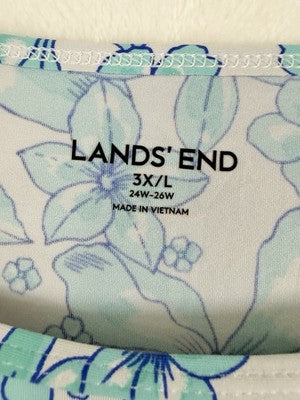 Lands End Rash Guard Womens 3X Swim Top Shirt Long Sleeve Blue Plus Size