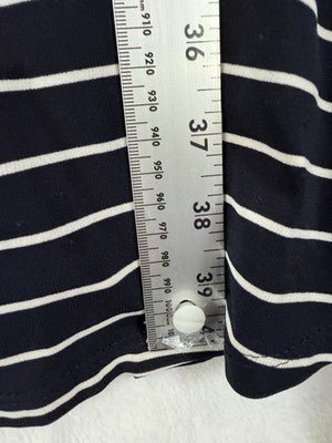 Evan Picone Dress 4 Navy Blue White Stripe Jersey Knit Fit Flare Women