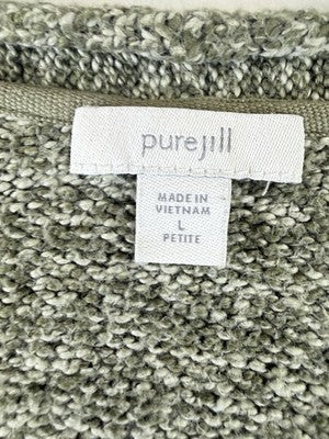 J Jill Sweater Large Petite Pure Jill Green Top Long Sleeve V Neck Womens