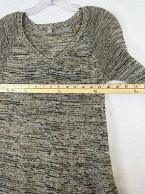J Jill 100% Linen Sweater XS Tunic Top 3/4 Sleeve Womens Brown V Neck