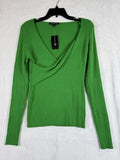 INC International Concepts Tops Large Faux Wrap Long Sleeve Green Womens New
