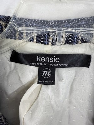 Kensie Jacket Medium Blazer Gray Blue Tan Tweed 1 Button Blazer Womens