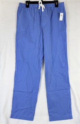 Gap Poplin Pajama Pants Medium Blue Striped Womens 100% Cotton New NWT