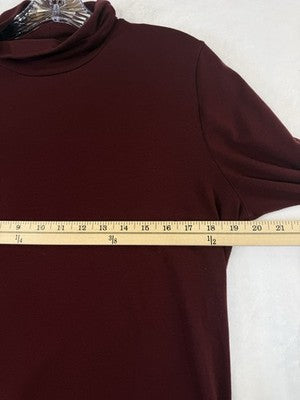 Gap Stretch Jersey Turtleneck Top Large Womens Burgundy Red Long Sleeve Tee