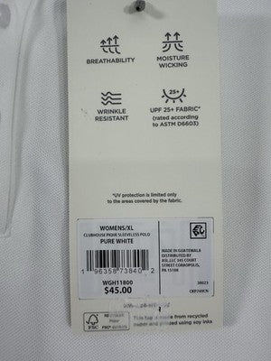 Lady Hagen Golf Shirt XL Sleeveless Polo White Pique Womens Walter NWT