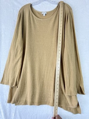 J Jill Sweater XL Tall Linen Blend Tunic Long Sleeve Tops Womens Beige Tan