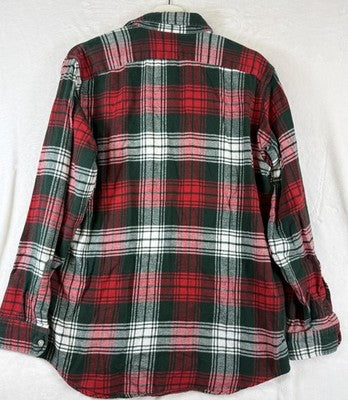 Vintage LL Bean Flannel Shirt Medium Men Made In USA Red Green Plaid Button Down