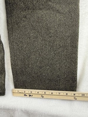 J Crew Pants 12 Petite High Rise Green Wool Tweed Straight Leg Lined Womens