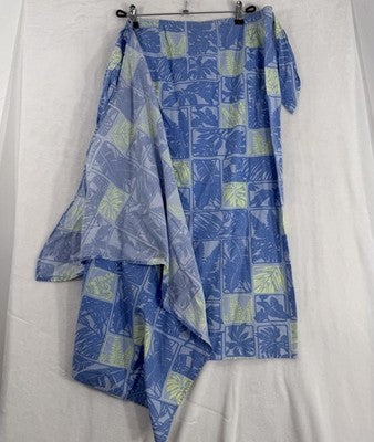 Vintage Talbots Wrap Skirt 14 Petite Blue Floral Print Midi Womens 14P Made USA