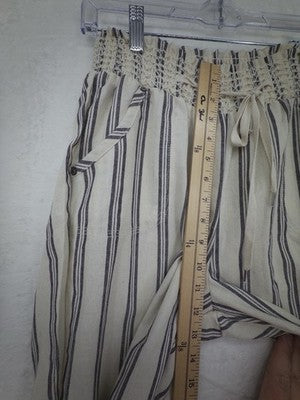 Ci Sono Pants Medium Pull On Straight Leg Lightweight Cotton Blend Ivory Gray