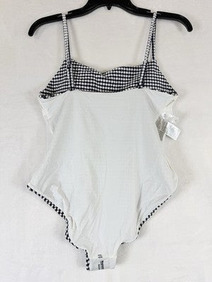 Gap One Piece Swimsuit Womens Medium Navy Blue Gingham Square Neck New NWT