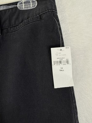 Gap High Rise Stride Khakis Pants 14 Tall Womens Black New NWT Straight Leg 14T