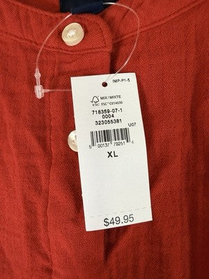 Gap Cotton Gauze Dolman Shirt XL Womens Top Red Button Up Short Sleeve New