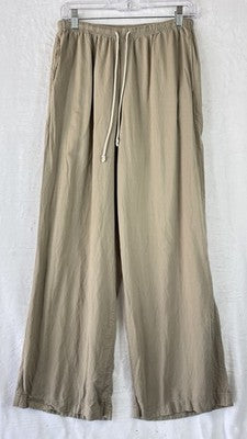Uniqlo Linen Blend Easy Pants Medium Beige Tan Womens Straight Leg Pull On