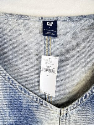 Gap UltraSoft Denim Mini Dress Large Womens Sleeveless Jean Blue Cloud Wash New