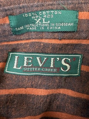 Vintage Levis Shirt XL Sutter Creek Button Up Orange Gray Mens