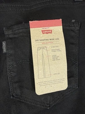 Levis 318 Shaping Wide Leg Jeans 25 Womens Black 25x32 Levi’s New NWT