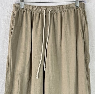 Uniqlo Linen Blend Easy Pants Medium Beige Tan Womens Straight Leg Pull On