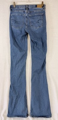 American Eagle High Rise Skinny Kick Jeans 4 Long Blue Womens Denim