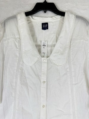 Gap Tops For Women XL Tall Summer Peter Pan Collar 100% Cotton Off White New
