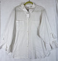 Calvin Klein Shirt 1X Womens Blouse Button Up White Ruffle Sleeve Womens New