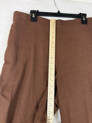 Banana Republic Wide Leg Crop Pants Large Linen Blend Cropped Brown Pull On