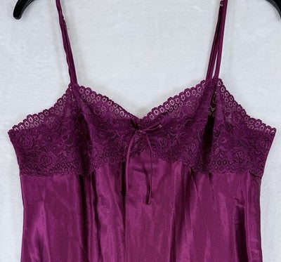 Morgan Taylor Intimates Medium Chemise Nightgown Purple Satin Womens