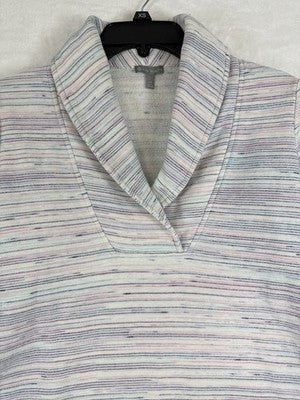 T By Talbots XS Top Fleece Space Dye Wrap Neck Pullover Long Sleeve