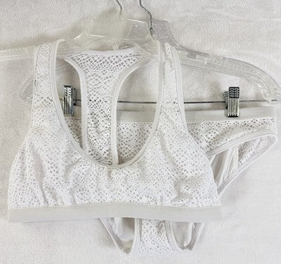 Venus Bikini Set Crochet White Size 4 Top New 6 Bottom Racerback Swimwear Women