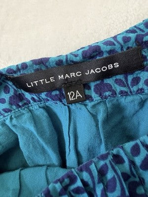 Little Marc Jacobs Skirt 12 Girls Blue Floral Cotton Silk Pleated