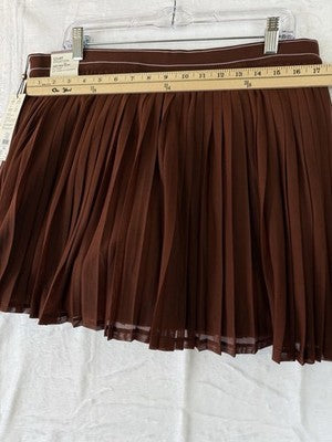 Calia Pleated Tennis Skort XL Brown Pull On 15” High Rise Womens New NWT